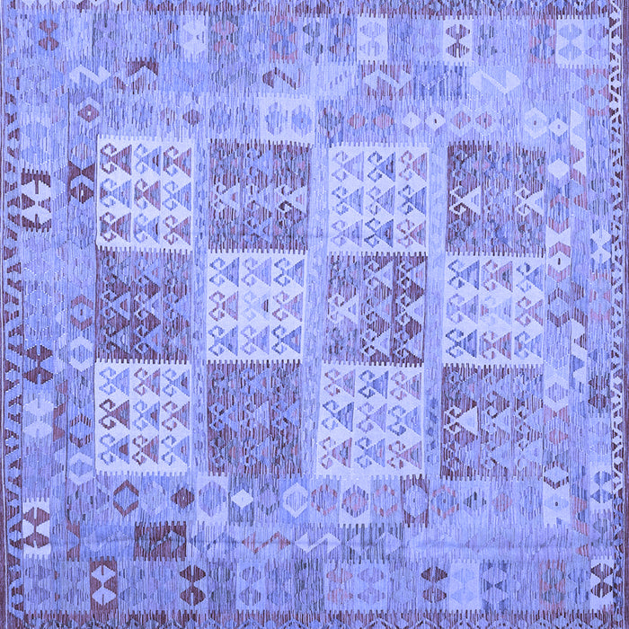 Square Machine Washable Southwestern Blue Country Rug, wshcon2541blu