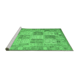 Sideview of Machine Washable Southwestern Emerald Green Country Area Rugs, wshcon2541emgrn