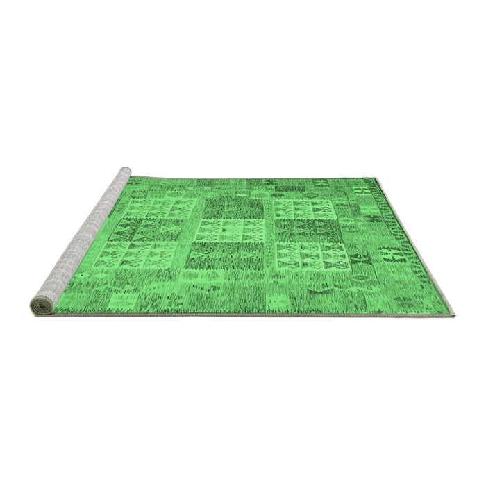 Sideview of Machine Washable Southwestern Emerald Green Country Area Rugs, wshcon2541emgrn