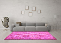 Machine Washable Southwestern Pink Country Rug in a Living Room, wshcon2541pnk