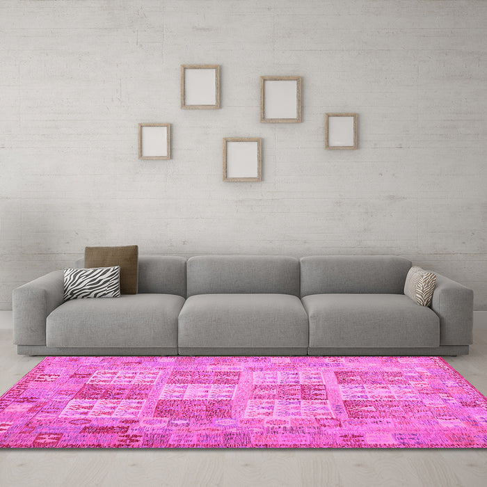 Machine Washable Southwestern Pink Country Rug in a Living Room, wshcon2541pnk