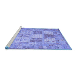 Sideview of Machine Washable Southwestern Blue Country Rug, wshcon2541blu