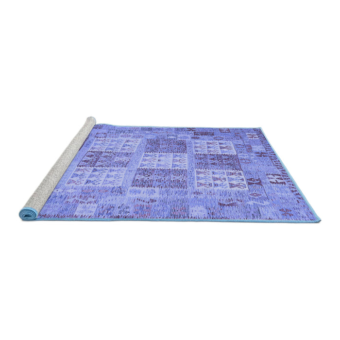 Sideview of Machine Washable Southwestern Blue Country Rug, wshcon2541blu