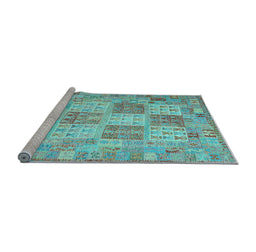Sideview of Machine Washable Southwestern Light Blue Country Rug, wshcon2541lblu