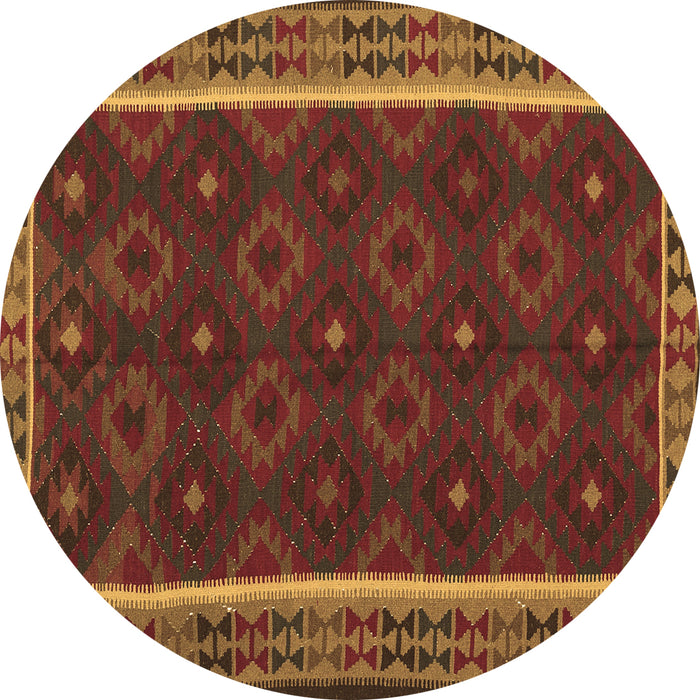 Round Oriental Brown Traditional Rug, con2542brn