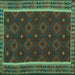 Square Machine Washable Oriental Turquoise Traditional Area Rugs, wshcon2542turq