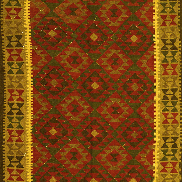 Machine Washable Oriental Yellow Traditional Rug, wshcon2542yw