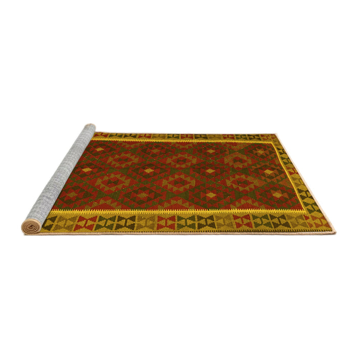 Sideview of Machine Washable Oriental Yellow Traditional Rug, wshcon2542yw