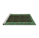 Sideview of Machine Washable Oriental Turquoise Traditional Area Rugs, wshcon2542turq