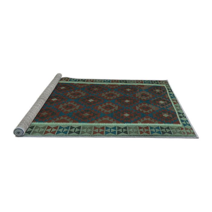 Sideview of Machine Washable Oriental Light Blue Traditional Rug, wshcon2542lblu