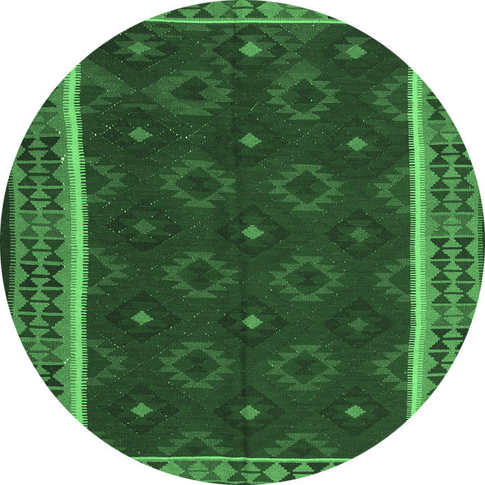Round Oriental Emerald Green Traditional Rug, con2542emgrn
