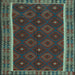 Square Machine Washable Oriental Light Blue Traditional Rug, wshcon2542lblu