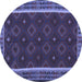 Round Machine Washable Oriental Blue Traditional Rug, wshcon2542blu