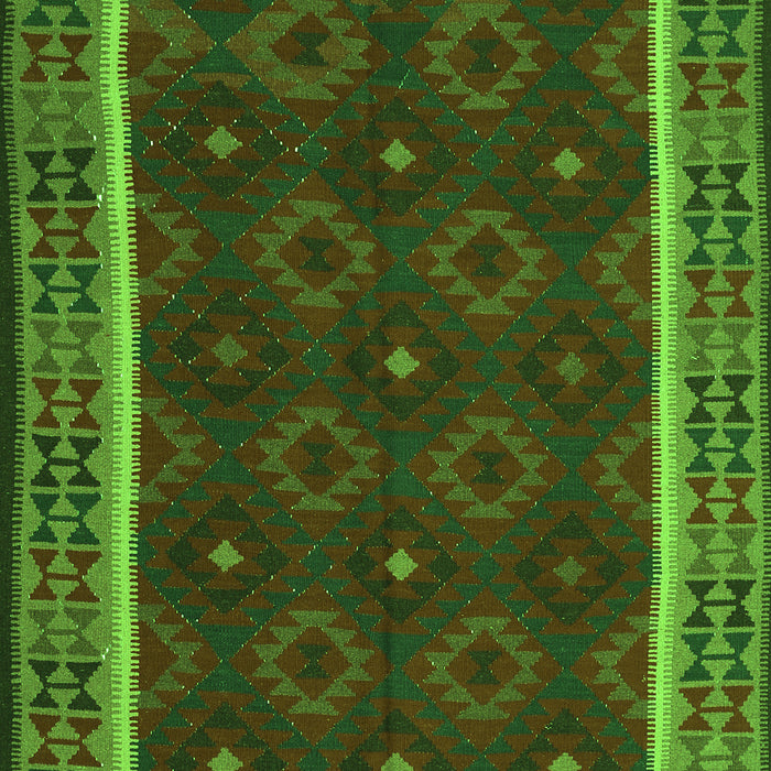 Serging Thickness of Machine Washable Oriental Green Traditional Area Rugs, wshcon2542grn