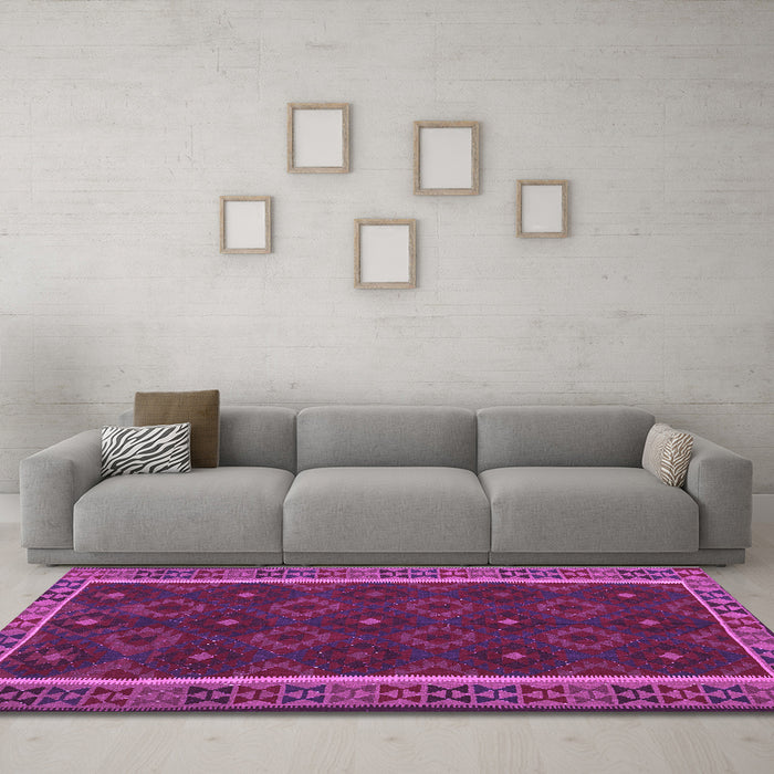 Machine Washable Oriental Purple Traditional Area Rugs in a Living Room, wshcon2542pur
