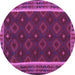 Round Machine Washable Oriental Purple Traditional Area Rugs, wshcon2542pur