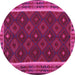 Round Machine Washable Oriental Pink Traditional Rug, wshcon2542pnk