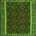 Round Machine Washable Oriental Green Traditional Area Rugs, wshcon2542grn