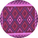 Round Machine Washable Oriental Purple Traditional Area Rugs, wshcon2543pur