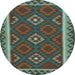 Round Oriental Light Blue Traditional Rug, con2543lblu