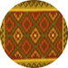 Round Oriental Yellow Traditional Rug, con2543yw