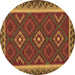 Round Oriental Brown Traditional Rug, con2543brn