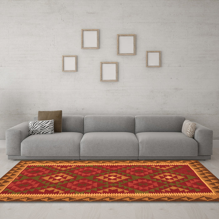 Machine Washable Oriental Orange Traditional Area Rugs in a Living Room, wshcon2543org