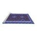 Sideview of Machine Washable Oriental Blue Traditional Rug, wshcon2543blu