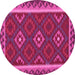 Round Machine Washable Oriental Pink Traditional Rug, wshcon2543pnk