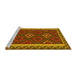 Sideview of Machine Washable Oriental Yellow Traditional Rug, wshcon2543yw