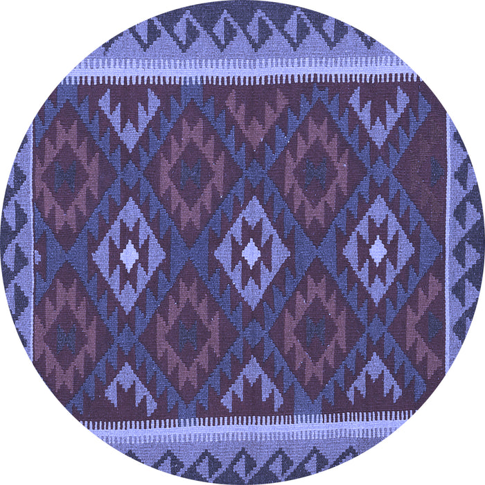 Round Machine Washable Oriental Blue Traditional Rug, wshcon2543blu