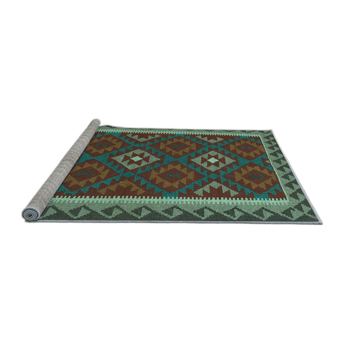 Sideview of Machine Washable Oriental Light Blue Traditional Rug, wshcon2543lblu