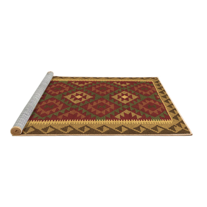 Sideview of Machine Washable Oriental Brown Traditional Rug, wshcon2543brn