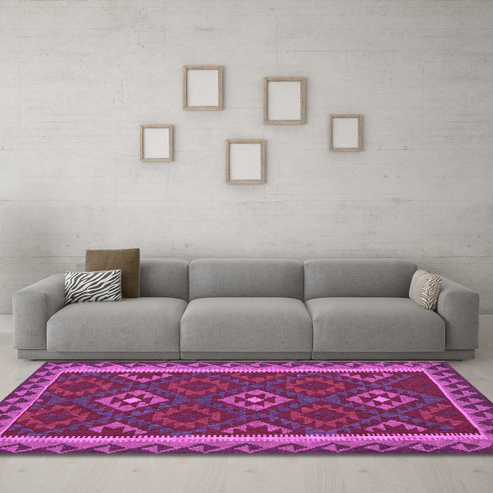 Machine Washable Oriental Purple Traditional Area Rugs in a Living Room, wshcon2543pur