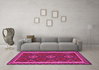 Machine Washable Oriental Pink Traditional Rug, wshcon2543pnk