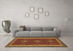 Machine Washable Oriental Brown Traditional Rug in a Living Room,, wshcon2543brn