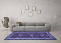 Machine Washable Oriental Blue Traditional Rug, wshcon2543blu