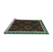 Sideview of Machine Washable Oriental Light Blue Traditional Rug, wshcon2544lblu