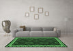 Machine Washable Oriental Emerald Green Traditional Area Rugs in a Living Room,, wshcon2544emgrn