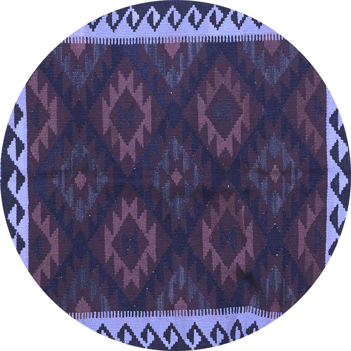 Round Machine Washable Oriental Blue Traditional Rug, wshcon2544blu