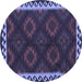 Round Machine Washable Oriental Blue Traditional Rug, wshcon2544blu