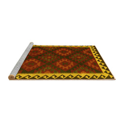 Sideview of Machine Washable Oriental Yellow Traditional Rug, wshcon2544yw