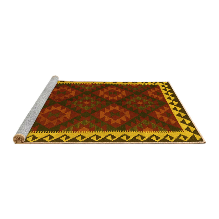 Sideview of Machine Washable Oriental Yellow Traditional Rug, wshcon2544yw