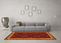 Machine Washable Oriental Orange Traditional Rug, wshcon2544org