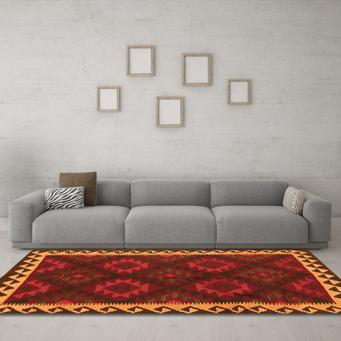 Machine Washable Oriental Orange Traditional Area Rugs in a Living Room, wshcon2544org