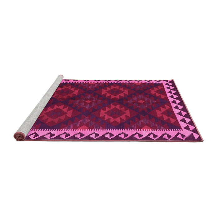 Sideview of Machine Washable Oriental Pink Traditional Rug, wshcon2544pnk