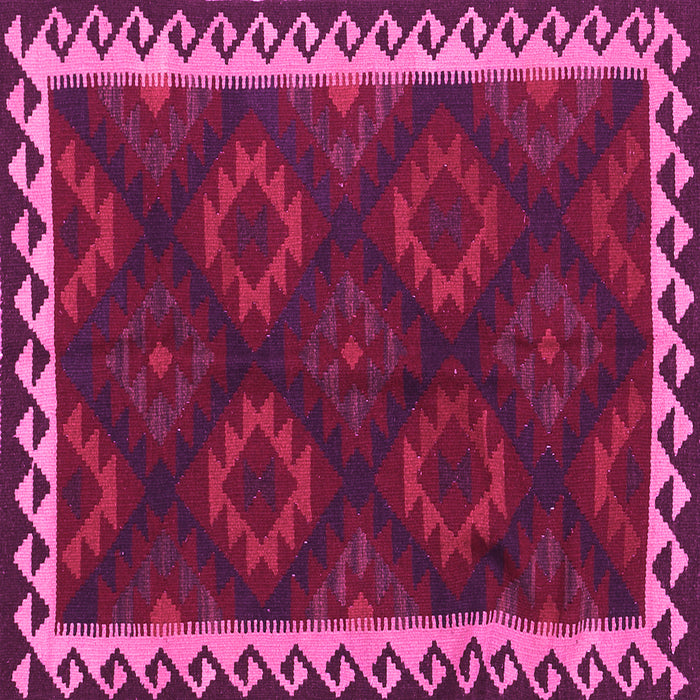 Square Machine Washable Oriental Pink Traditional Rug, wshcon2544pnk
