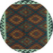 Round Oriental Light Blue Traditional Rug, con2544lblu