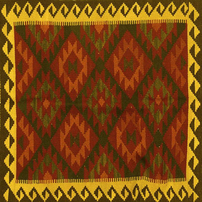 Square Machine Washable Oriental Yellow Traditional Rug, wshcon2544yw