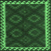 Square Machine Washable Oriental Emerald Green Traditional Area Rugs, wshcon2544emgrn